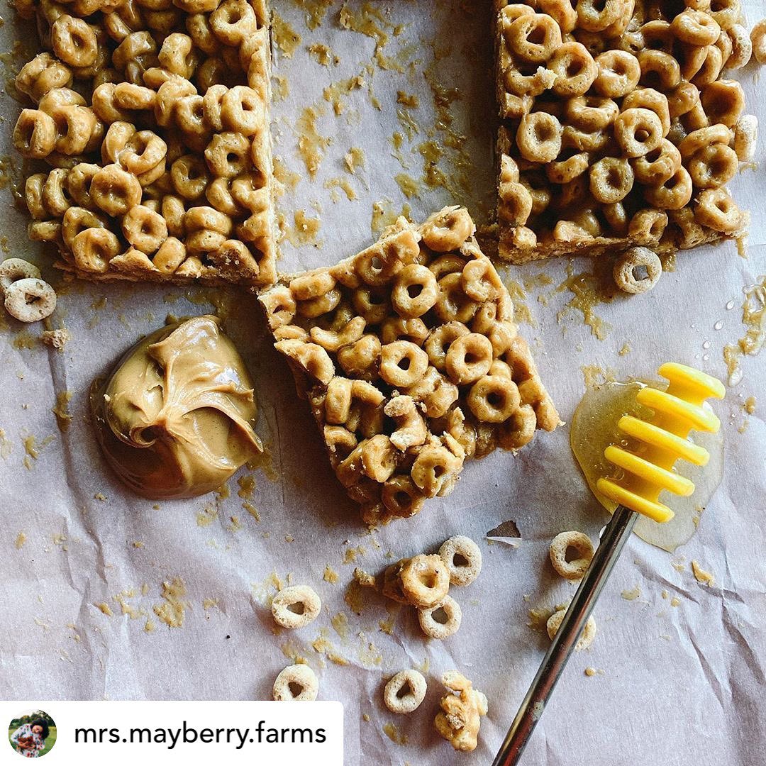 Energize Your Day with a Homemade Raw Honey Peanut Butter Cheerios Cereal Bar - Mayberry Farms 