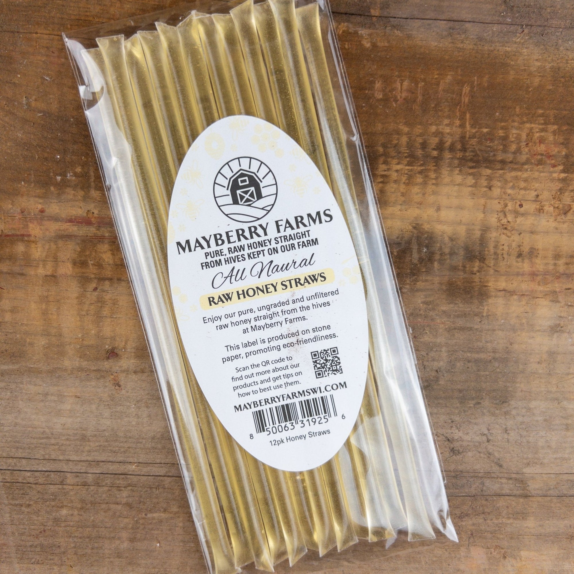 Pack of 12 Raw Honey Straws - Mayberry Farms