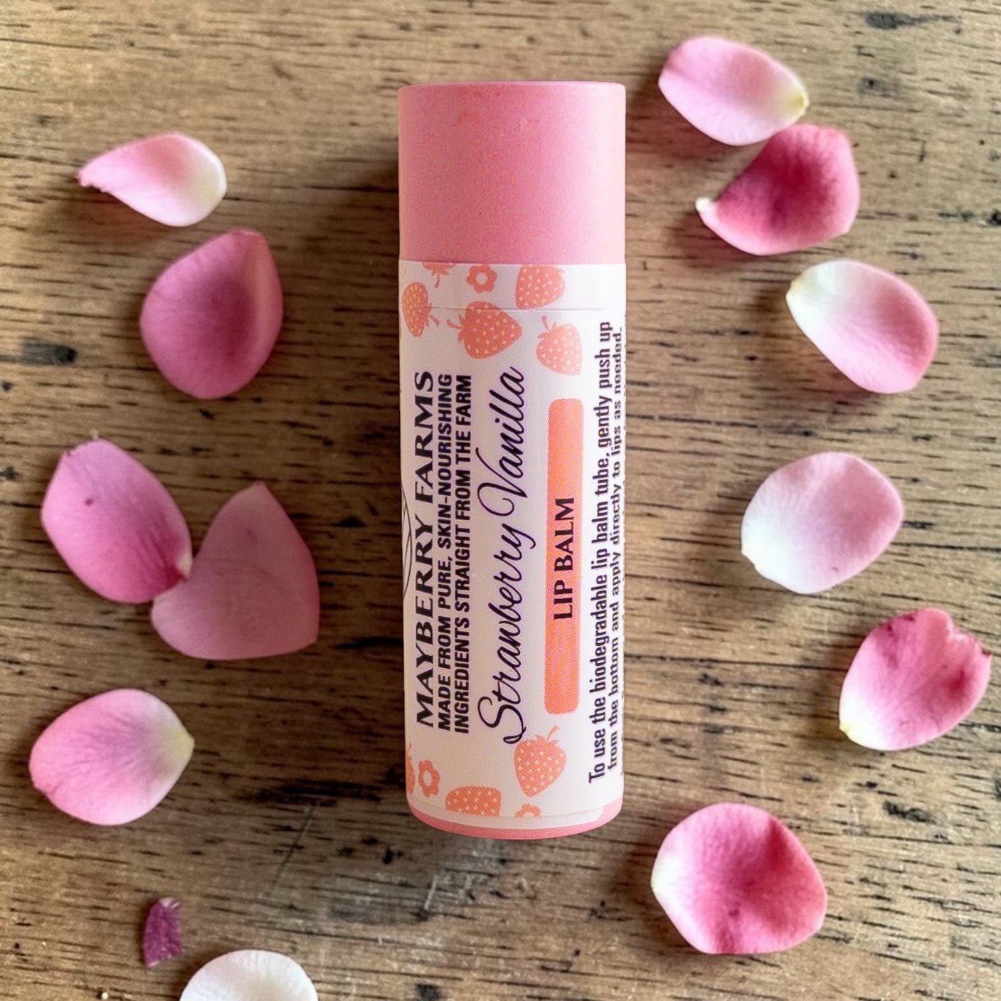 Strawberry Rose - Tallow, honey, and beeswax lip balms - Mayberry Farms