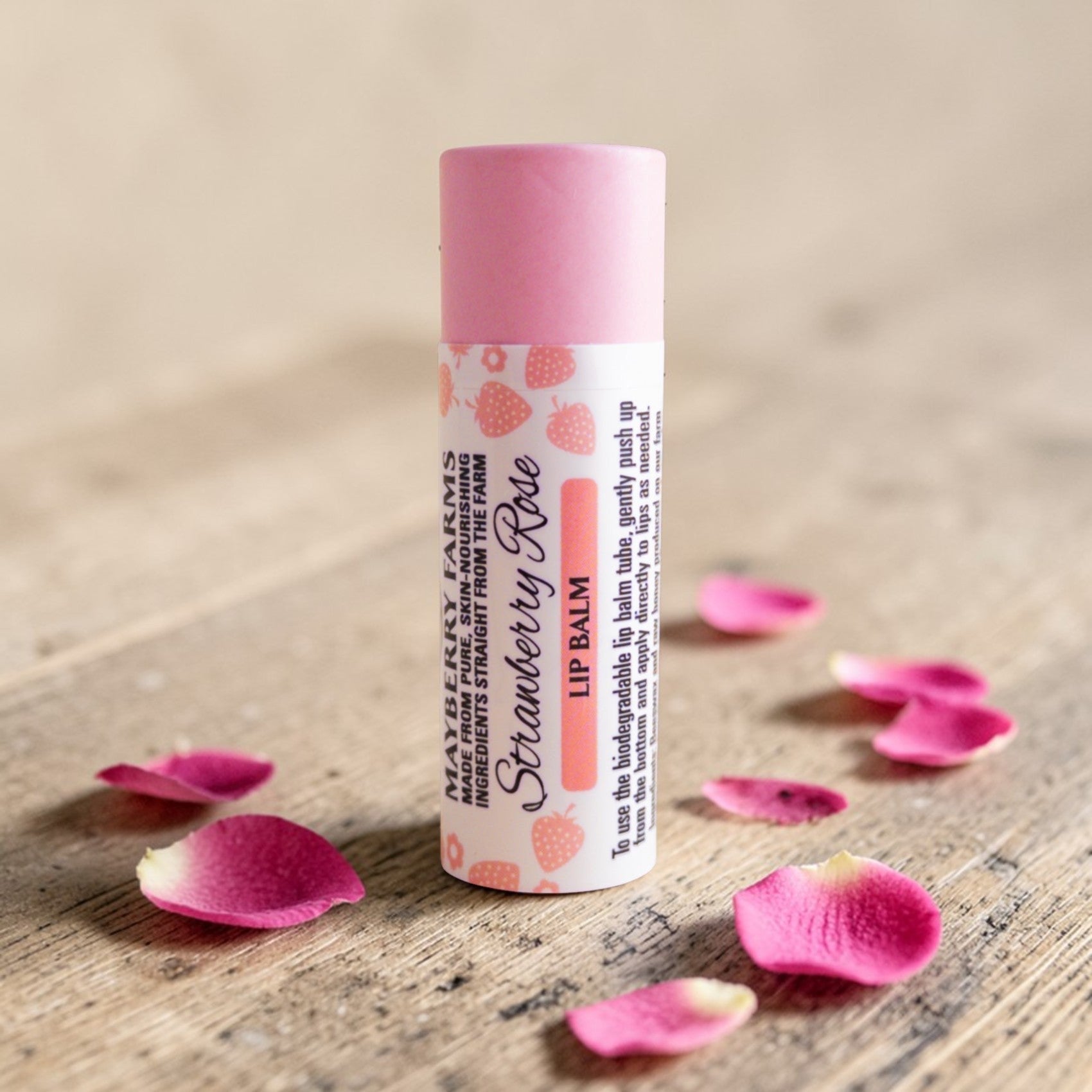 Strawberry Rose - Tallow, honey, and beeswax lip balms - Mayberry Farms