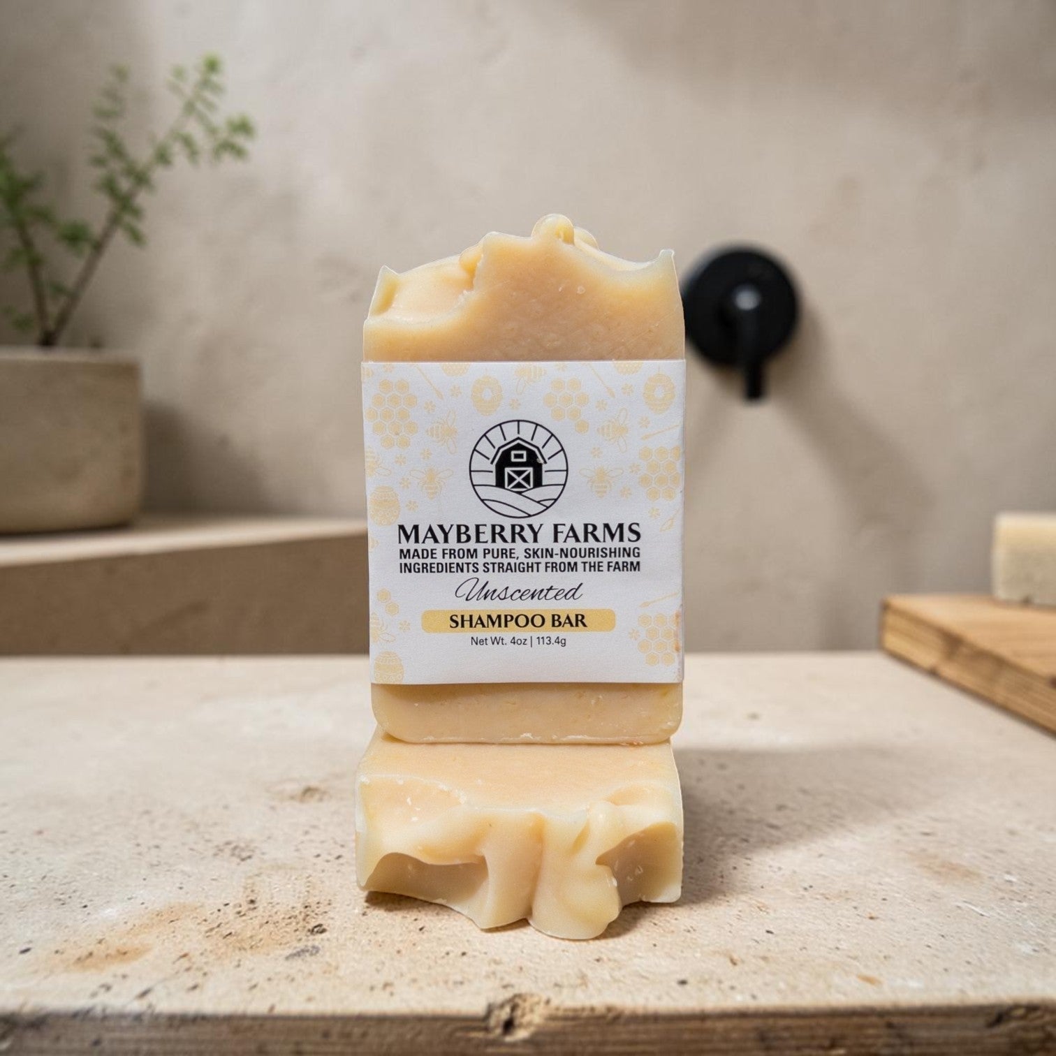 Unscented Shampoo Bar with Goat Milk, Honey & Tallow - Mayberry Farms